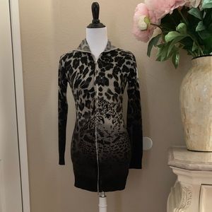 Raw 7 Womens Zip Hoodie Snow Leopard w Crystals